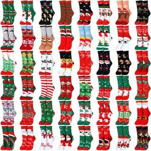 48 Pairs Christmas Fuzzy Socks Bulk Cozy Winter Crew Slippers for Home